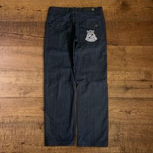 Eight 732 Baggy Jeans Mens 36x32 Navy Blue Y2K Skater Grunge Selvedge Denim